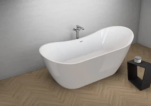 Polimat Wanna wolnostojąca 180x80x73,5 cm/230L akrylowa ,BIAŁA /POPIEL POŁYSK 00403 - Wanny - miniaturka - grafika 3