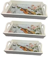 Tace i patery - GMMH drewniana taca skrzypiec 3-częściowy zestaw ln47  4 taca na kołdrę taca do serwowania taca drewniana taca do serwowania - miniaturka - grafika 1