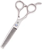 Nożyczki fryzjerskie - Purple Dragon Degażówki Fryzjerskie Do Cieniowania Włosów 6,0Leworęczne Silver N632-PD - miniaturka - grafika 1