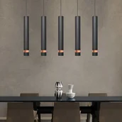 Lampy sufitowe - Euluna Lampa wisząca LED Tuba czarna/różowe złoto 5-pkt. - miniaturka - grafika 1