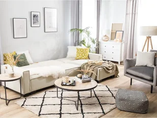 Beliani Sofa narożna lewostronna z funkcją spania beżowa ROMEDAL - Narożniki - miniaturka - grafika 3