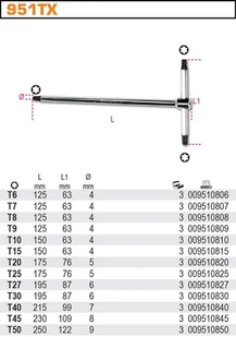 Beta KLUCZ TRZPIENIOWY TYPU T PROFIL TORX T27 951TX/27 - Klucze i nasadki - miniaturka - grafika 2