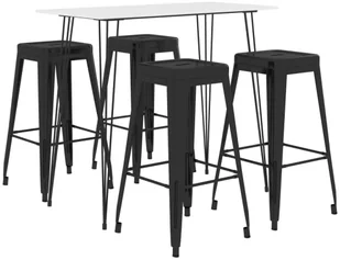 vidaXL 5-częściowy zestaw mebli barowych, biało-czarny - Stoły z krzesłami - miniaturka - grafika 2