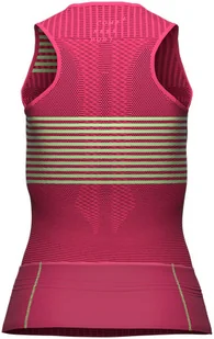 Compressport Triathlonowa koszulka kompresyjna damska TRI POSTURAL TANK TOP różowo-zielona - Bielizna sportowa damska - miniaturka - grafika 4