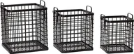 Pudła i pojemniki do przechowywania - Hübsch Koszyk Hübsch kwadratowy czarny bambusowy z uchwytami 3 szt. 30406 - miniaturka - grafika 1