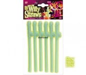 Gadżety dla niej i dla niego - SŁOMKI DO NAPOJU DRINKA MAŁE PENISKI-6szt świecące - miniaturka - grafika 1