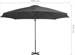 vidaXL Parasol wiszący z aluminiowym słupkiem, 300 cm, antracytowy - Parasole ogrodowe - miniaturka - grafika 8