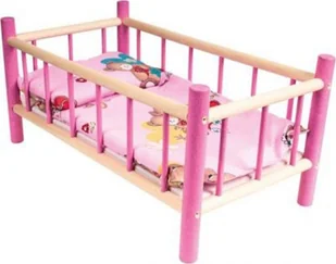 LAZUR-MIX Łóżeczko ALEX drewniane kolorowe z pościelą 60cm LAZUR 5907780108207 - Akcesoria dla lalek - miniaturka - grafika 2