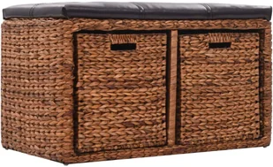 vidaXL Ławka z 2 koszami, trawa morska, 71 x 40 x 42 cm, brązowa vidaXL - Ławki do przedpokoju - miniaturka - grafika 4