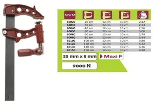 PIHER Ścisk F-40cm MAXIPRESS 10719 - Imadła i ściski - miniaturka - grafika 2