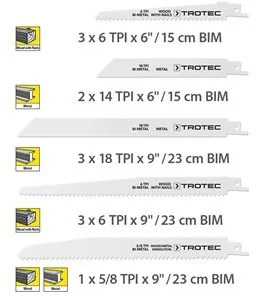 TROTEC Zestaw brzeszczotów do piły szablastej drewno/metal, 12-częściowy - Brzeszczoty TROTEC Zestaw brzeszczotów do piły szablastej drewno/metal, 12-częściowy - Brzeszczoty - miniaturka - grafika 3