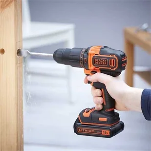 Black&Decker akumulatorowa wiertarko-wkrętarka udarowa, 18V Li-Ion 1x1,5Ah, Black+Decker [BDCHD18K-QW] BDCHD18K-QW - Wiertarko-wkrętarki akumulatorowe - miniaturka - grafika 4