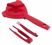 Otwieracze do puszek - KUHN RIKON Kuhn Rikon 25047 otwieracz do pokrywek z widelcem i szczypcami w kolorze czerwonym, tworzywo sztuczne - miniaturka - grafika 1