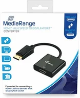 Kable - MediaRange MediaRange HDMI konwerter High Speed na DisplayPort, pozłacane styki, gniazdo HDMI/DP, 18 Gbit/s szybkość transmisji danych, 20 cm, czarny MRCS177 - miniaturka - grafika 1
