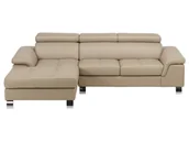 Narożniki - Vente-Unique Sofa narożna ze skóry MISHIMA - Szarobrązowy - Narożnik lewostronny - miniaturka - grafika 1