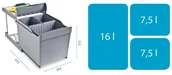 Kosze na śmieci - Alveus Sortownik ALBIO 30 (1x16L + 2x7,5l) 1090337 - miniaturka - grafika 1