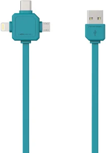 Kabel Powercube USB MicroUSB + Lightning + USB-C 1,5m 8719186003959) Niebieski - Kable USB - miniaturka - grafika 4