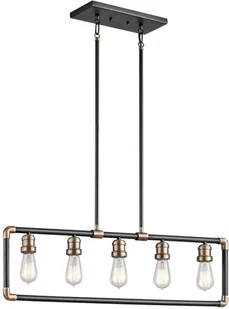 Elstead Lighting Industrialna LAMPA zwieszana IMAHN KL/IMAHN/ISLE  KICHLER metalowa OPRAWA zwis mosiądz naturalny czarny - Lampy sufitowe - miniaturka - grafika 2