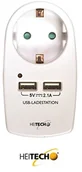 Akcesoria car audio - Heitech 04002276 gniazdko elektryczne z nschluessen ładowania 2 portów USB, z zabezpieczeniem przed dziećmi Biały 04002276 - miniaturka - grafika 1