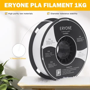 ERYONE ERYONE PLA Filament for 3D Printer 1.75mm Tolerance 0.03mm 1kg (2.2LBS)/Spool - Cool White 795741EUDF - Filamenty i akcesoria do drukarek 3D - miniaturka - grafika 2