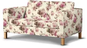 Pokrowce na meble - Dekoria Pokrowiec na sofę Karlanda 2-osobową nierozkładaną krótki różowo-beżowe róże na kremowym tle Sofa Karlanda 2-os Mirella 658-141-07 - miniaturka - grafika 1