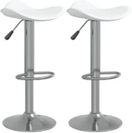 Taborety i hokery - vidaXL Stołki barowe, 2 szt., białe chromowana stal i skóra - miniaturka - grafika 1