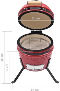 vidaXL Lumarko Ceramiczny grill kamado z wędzarnią, 2-w-1, 56 cm, czerwony! 316095 - Grille - miniaturka - grafika 12