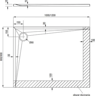 Deante Brodzik akrylowy prostokątny Kerria Plus 120x90 cm DEA-KTS_043B-0 - Brodziki prysznicowe - miniaturka - grafika 4