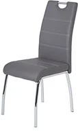Krzesła - Apollo Zestaw 2 krzeseł do jadalni Susi, obicie ze sztucznej skóry szare, zagłębienie uchwytowe, stelaż metalowy chrom, 43 x 61 x 98 cm - miniaturka - grafika 1