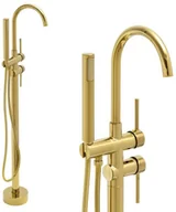 Baterie wannowe i prysznicowe - Yoka Bateria wolnostojąca wannowa podłogowa prysznicowa złota - Yoka BP.CASSA GLD - miniaturka - grafika 1