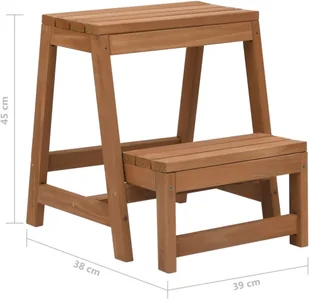 vidaXL Lumarko Składany taboret ze stopniem, lite drewno jodłowe 315299 - Akcesoria łazienkowe - miniaturka - grafika 8
