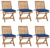 Fotele i krzesła ogrodowe - vidaXL Składane krzesła ogrodowe z poduszkami, 6 szt., drewno tekowe! 3072859 - miniaturka - grafika 1