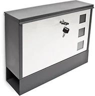 Skrzynki na listy - Relaxdays metalowa skrzynka pocztowa, wymiary 36 x 30 cm, czarno-biała 10017418_2 - miniaturka - grafika 1