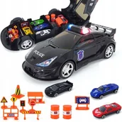 Samochody i pojazdy dla dzieci - Auto Policja Walizka Na Resoraki Autka + Znaki - miniaturka - grafika 1