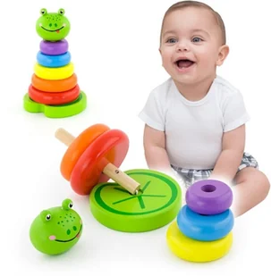 VIGA Piramidka edukacyjna żabka MS_2227 - Układanki dla dzieci - miniaturka - grafika 2