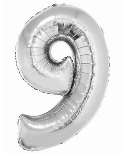 GoDan Balon foliowy cyfra 9, 34", srebrna FG-C85S9 - Balony i akcesoria - miniaturka - grafika 3