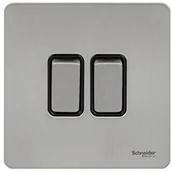 Wyłączniki światła i elektryczne - Schneider Electric Ultimate podwójne 2-drożny przełącznik 16 AX, schraublos przysłony, ze stali nierdzewnej, czarny GU1422BSS - miniaturka - grafika 1