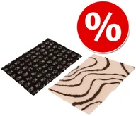 Legowiska dla psów - Vetbed Zestaw Isobed SL Fale koc kremowo-brązowy + Isobed SL Paw czarny/szary Dł z szer. 150 x 100 cm - miniaturka - grafika 1