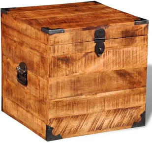 shumee Sześciokątna skrzynia z surowego drewna mango - Kołdry i poduszki dla dzieci - miniaturka - grafika 7