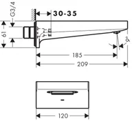 Wylewki do baterii - Hansgrohe Metropol Wylewka wannowa natynkowa czarny matowy 32543670 - miniaturka - grafika 1