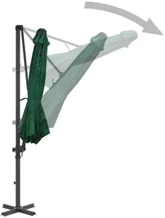 vidaXL Parasol wiszący z aluminiowym słupkiem, 300 cm, zielony - Parasole ogrodowe - miniaturka - grafika 5