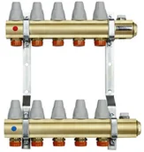 Ogrzewanie podłogowe - Altech ROZDZIELACZ MOSIĘŻNY Z ZAWORAMI TERMOSTATYCZNYMI I PRZEPŁYWOMIERZAMI 5 OBWODÓW ALTH-176427 - miniaturka - grafika 1