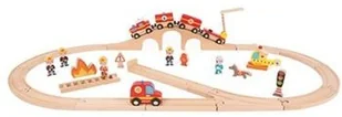 Janod Straż pożarna kolejka drewniana zestaw 33 części - Pociągi dla dzieci - miniaturka - grafika 2