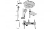 Zestawy prysznicowe - Rea P7007 Zestaw natryskowy z baterią z wylewką Luis Chrome - miniaturka - grafika 1