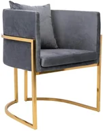 Fotele i krzesła biurowe - King Home Fotel CHLOE VELVET ciemny szary welur chrom podstawa złota MSE011000303.V23 - miniaturka - grafika 1