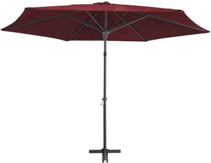 vidaXL Parasol ogrodowy na stalowym słupku, 300 cm, bordowy vidaXL - Parasole ogrodowe - miniaturka - grafika 4