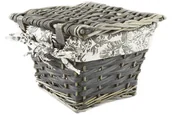 Akcesoria łazienkowe - Sepio Sepio Kosz szary wiklinowy z pokrywką 19x19x14 cm - miniaturka - grafika 1
