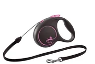 Smycze dla psów - Flexi Smycz automatyczna Black Design S linka 5 m kol. różowy - miniaturka - grafika 1