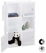 Regały - Relaxdays system regałowy z 6 drzwiami, DIY, Cubes, z uchwytami, ścianka działowa, tworzywo sztuczne, wys. x szer. x gł.: 97,5 x 66 x 32 cm, różne kolory - miniaturka - grafika 1