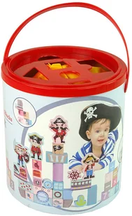 Import LEANToys Drewniane Klocki Zamek Piraci Okręt 46 Elementów Puzzle Liczby LT-10128-0 - Klocki - miniaturka - grafika 6